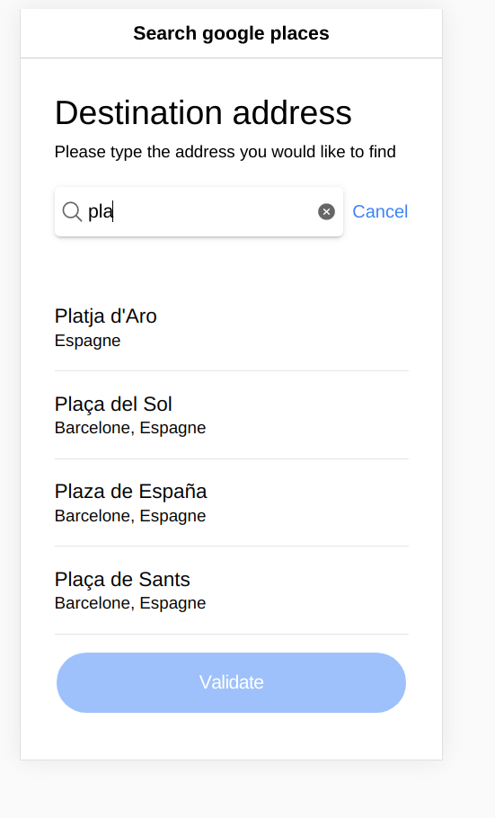 Ionic Google places